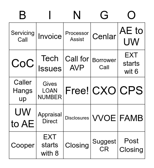 BINGOOOOOO Bingo Card