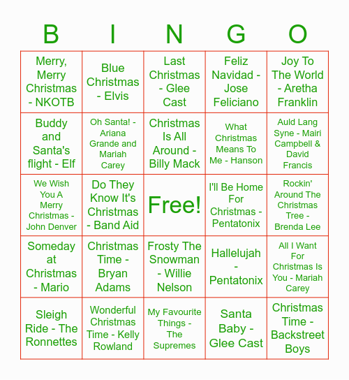 Holiday Singo! Bingo Card