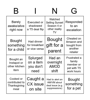 T5 Survivor Bingo Card