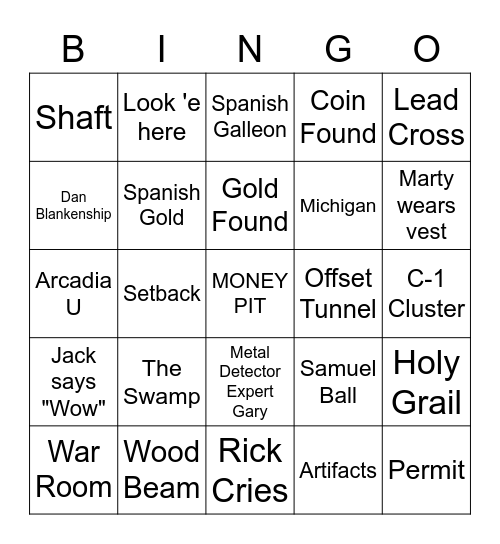 THE CURSE OF OAK ISLAND BINGO Card