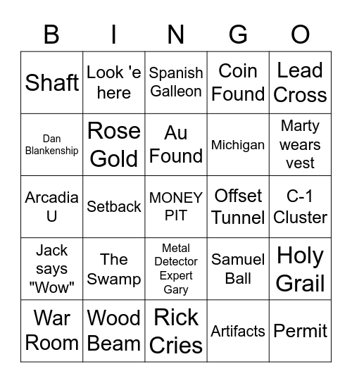 THE CURSE OF OAK ISLAND BINGO Card