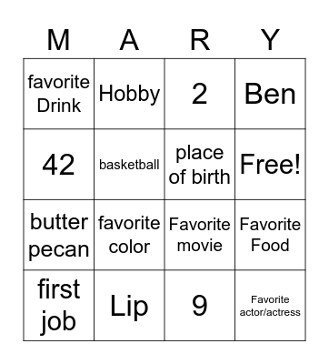 Aged to Perfection Bingo Card