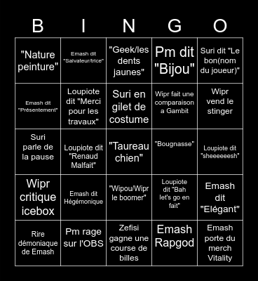 Valorant champions Bingo Card