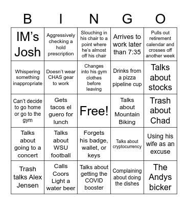 Andy Bingo Card