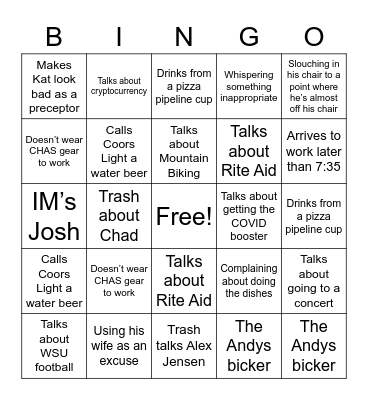 Andy Bingo Card