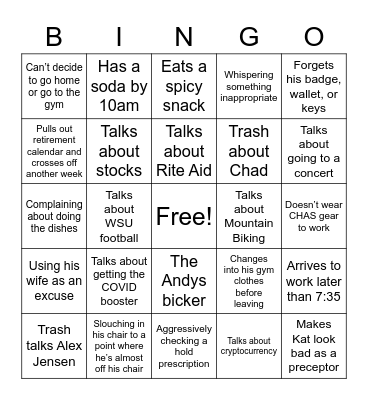 Andy Bingo Card