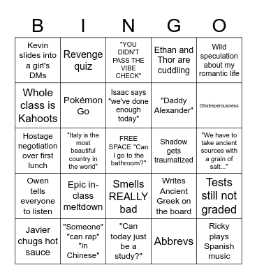 Mr. Fowler's World History (A) Bingo Card