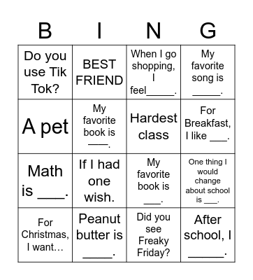 CONVERSATION Bingo Card