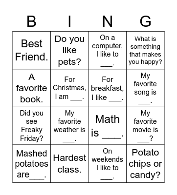Untitled Bingo Card