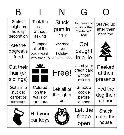 Vinson FRG Naughty Kid Bingo Card