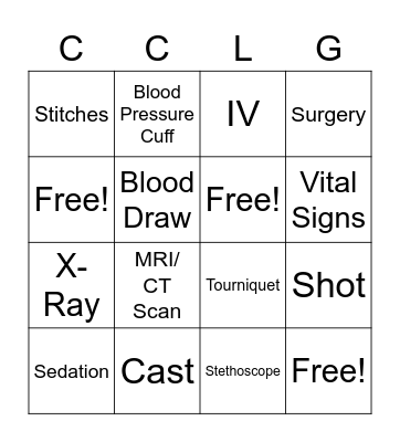 Medical Jargon Bingo Card