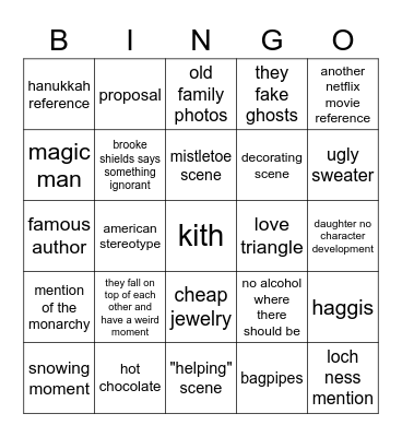 A Castle for Christmas Bingo Card