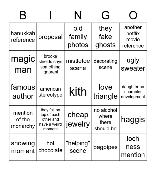 A Castle for Christmas Bingo Card