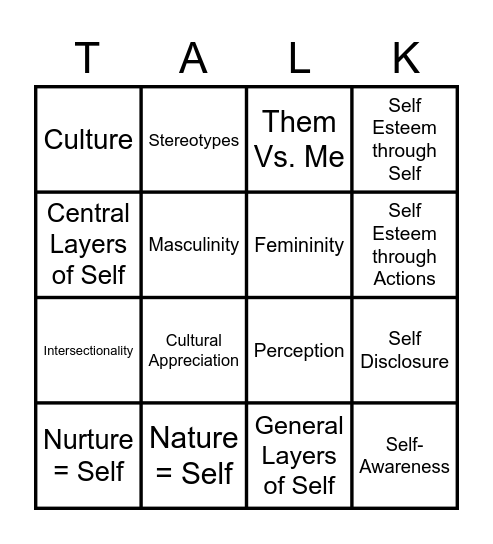 Think & Talk Bingo Card