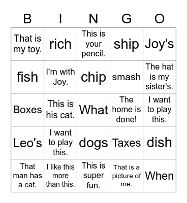 Leo's Bingo Card