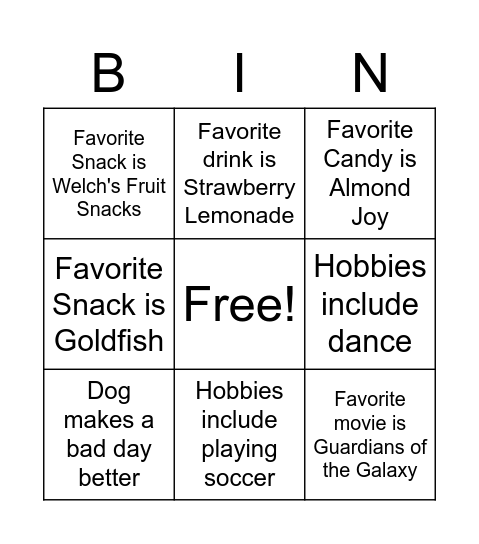 Someone Who's Bingo Card