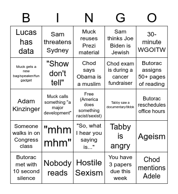 NCC POLS Bingo Card
