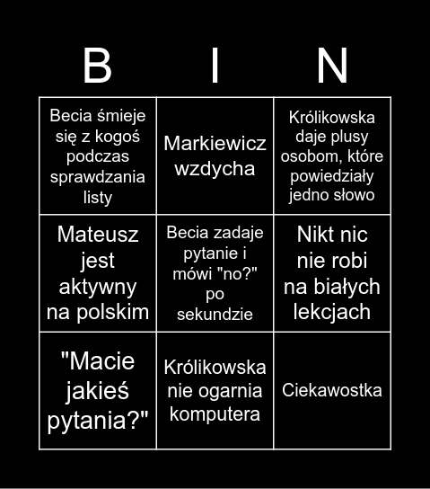 zdalna środa Bingo Card