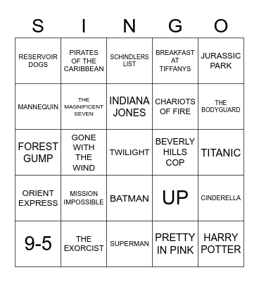 021 MOVIE THEMES #1 Bingo Card