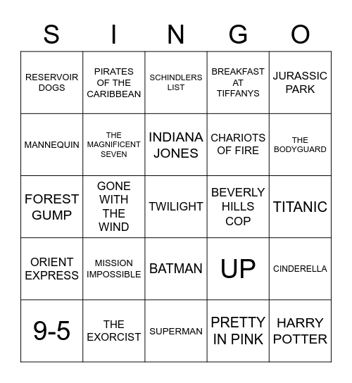 021 MOVIE THEMES #1 Bingo Card