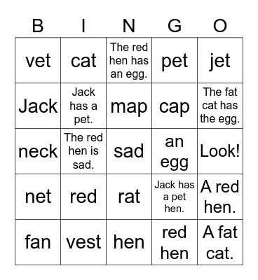 Dino Phonics Unit 2 Bingo Card