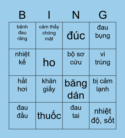 P4-U4-Vocab 1 Bingo Card