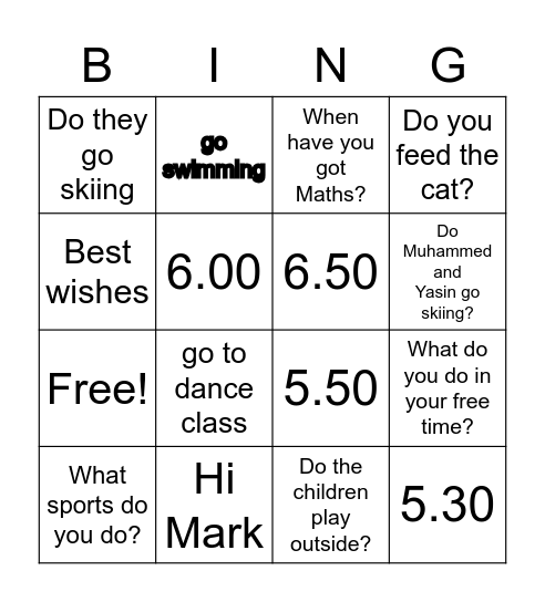 Pro 1/ unit 4 Bingo Card