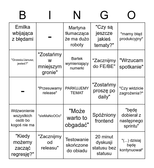 Daily Bingo Card