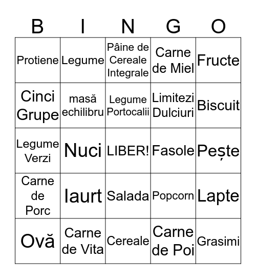 Mancare Grupe Bingo Card