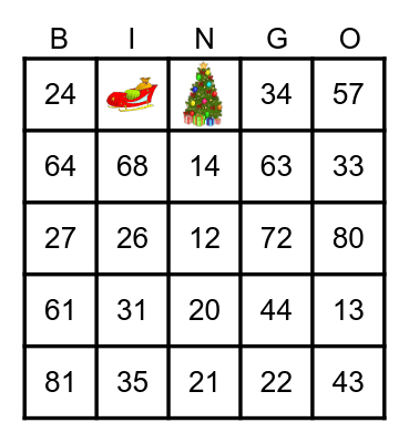 Christmas Time Bingo Card