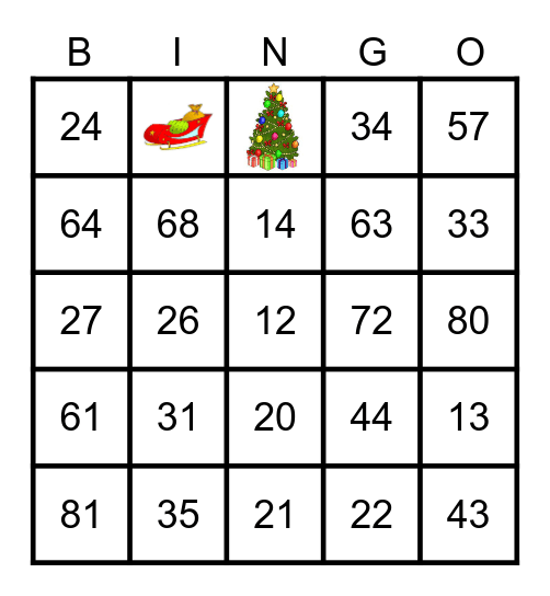 Christmas Time Bingo Card