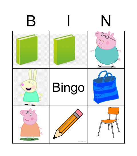 Family and Classroom Objects Bingo Card