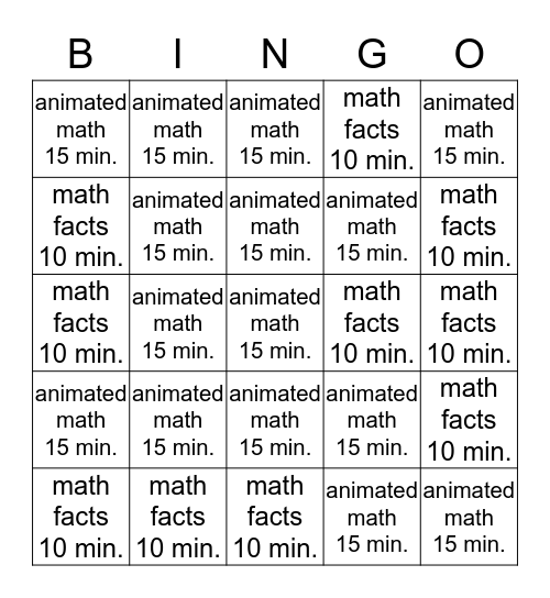 MEGA MATH CHALLENGE Bingo Card