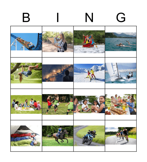 OUTDOOR ACTIVITIES Bingo Card