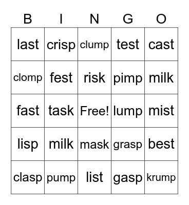 Ending blend Bingo Card