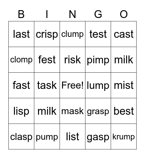 Ending blend Bingo Card