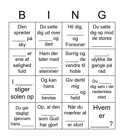 Salme-Bingo Card