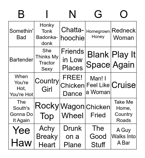 Country Bingo Card