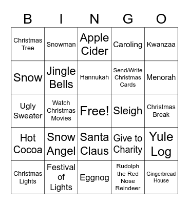 Holiday Bingo Card