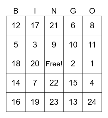 FUN FRIDAY BINGO Card