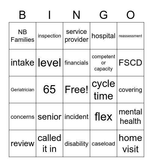 ARF, LTC, DSP, AP Word Bingo Card