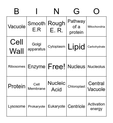 Cells Bingo Card