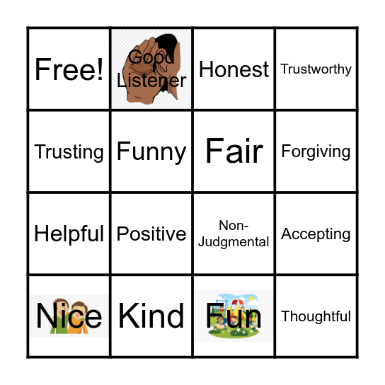 Friendship Bingo Card