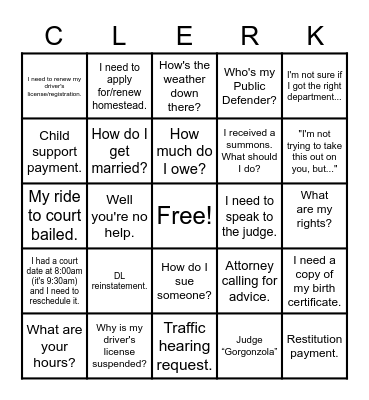 Call Center Bingo Card