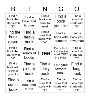 Scavenger Hunt - Library Bingo Card