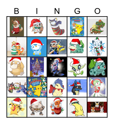 Pokemon Christmas Style Bingo Card