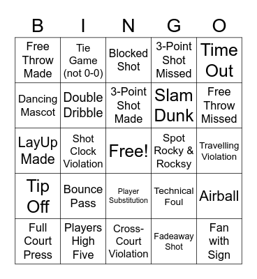 Toledo Basketball Bingo Card