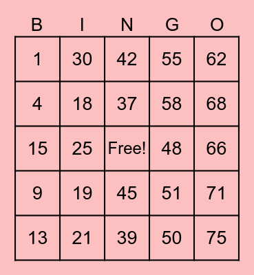 PCBINGO_360200 Bingo Card