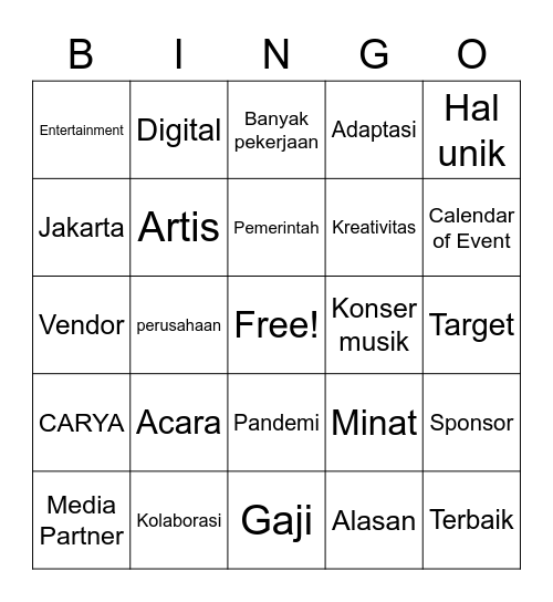 Creatalks Vol 5 Bingo Card