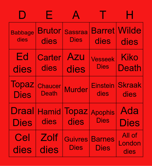 Murder board Bingo Card